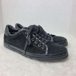 Tods Cassetta Women's Shoes Size 10.5 Black Almond Toe Lace Up Sneaker